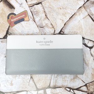 Staci Colorblock Large Slim Bifold Wallet in Nimbus Grey White Multi Kate Spade
